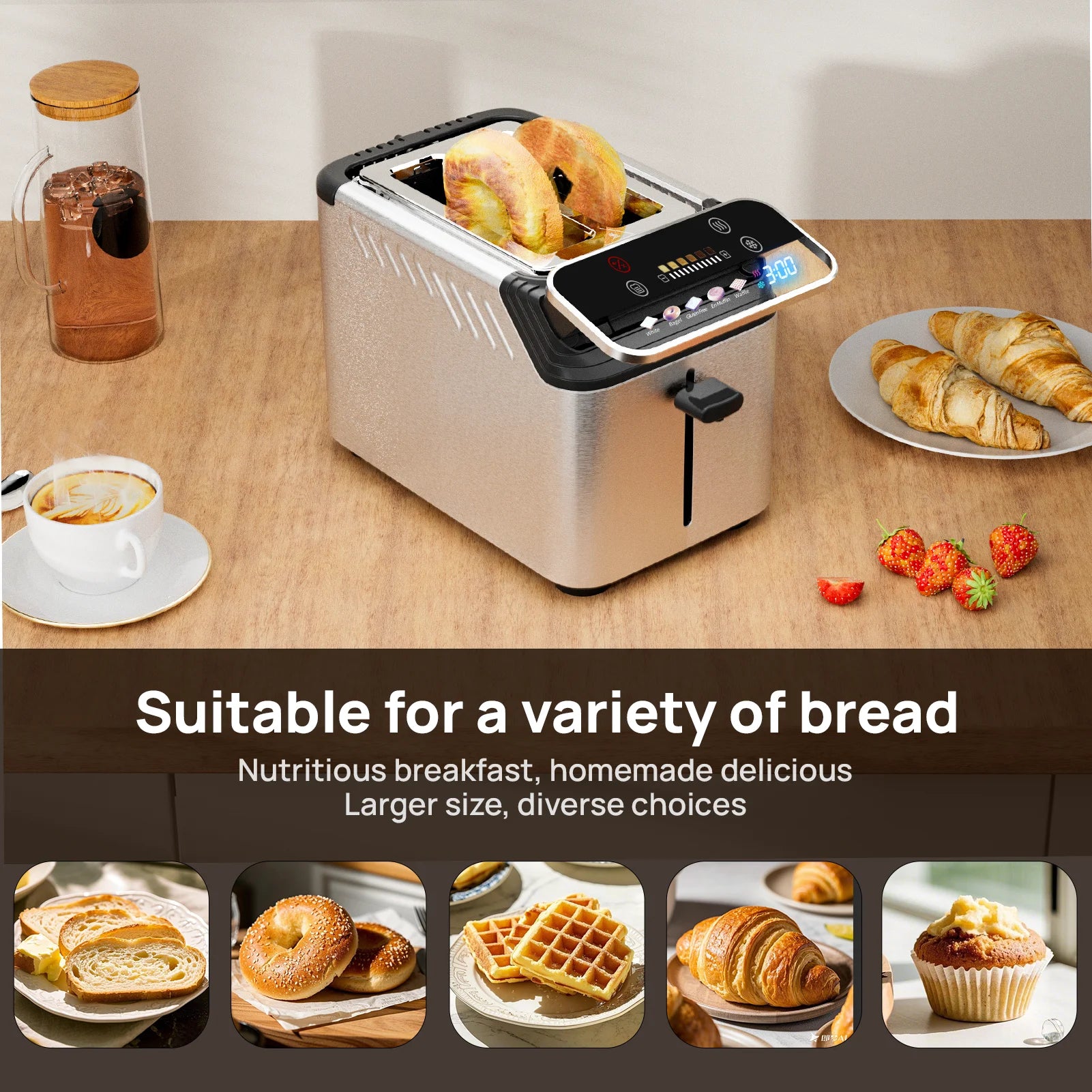 2-slice toaster, Screen And 5 Basic Functions