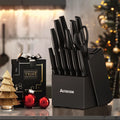 15 Piece Kitchen Knife Set Built-In Sharpener Block