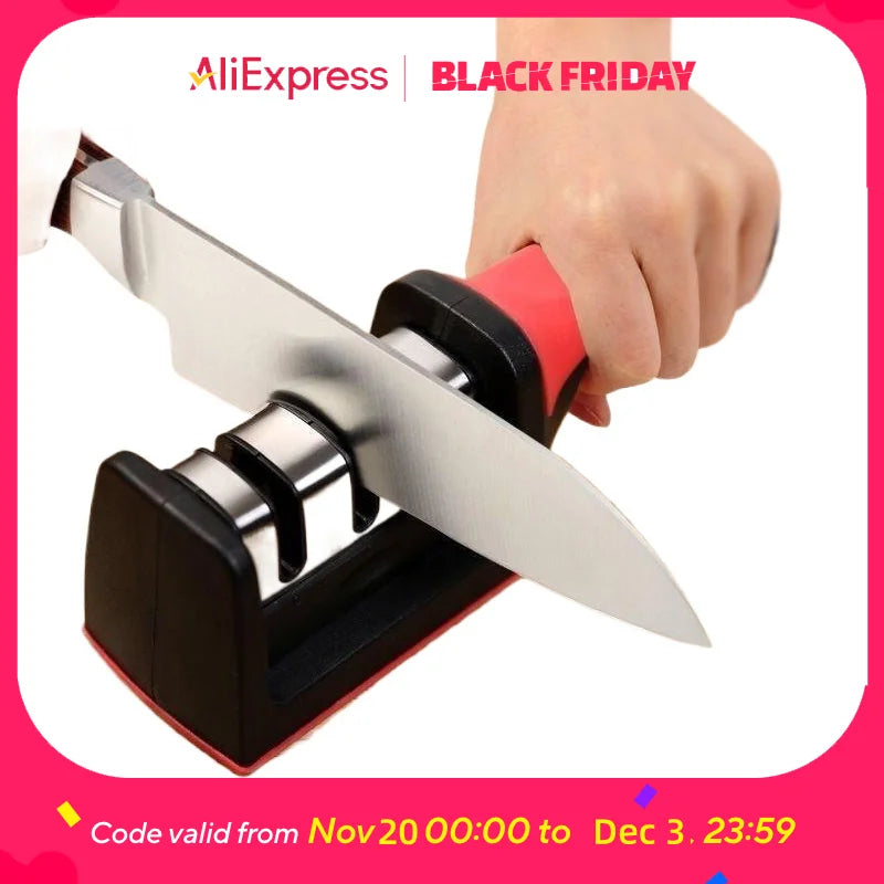 3-Stage Knife Sharpener Set - Diamond & Ceramic Rods Non-Slip Base (B