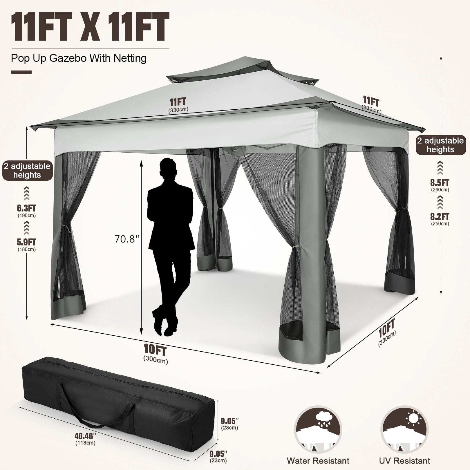 12x12 Pop Up Gazebo With Mosquito Netting