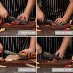 15 Piece Kitchen Knife Set Built-In Sharpener Block