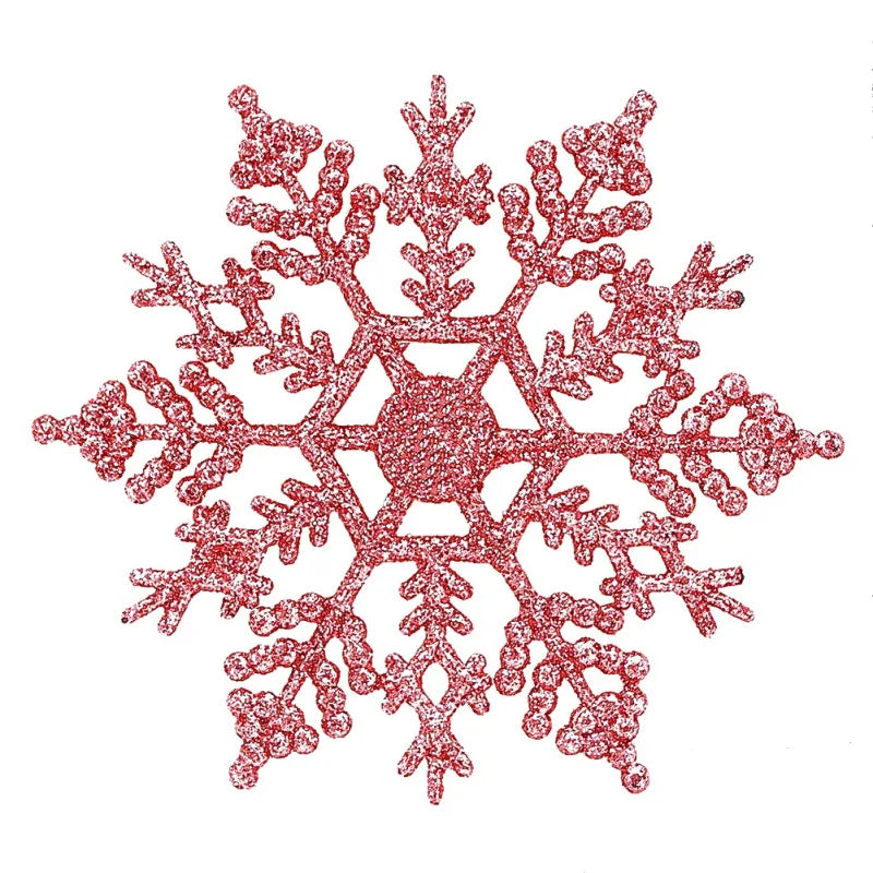 12Pcs/Set Plastic Gold Silver Glitter Powder Snowflake Ornaments