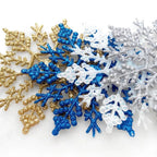 12Pcs/Set Plastic Gold Silver Glitter Powder Snowflake Ornaments