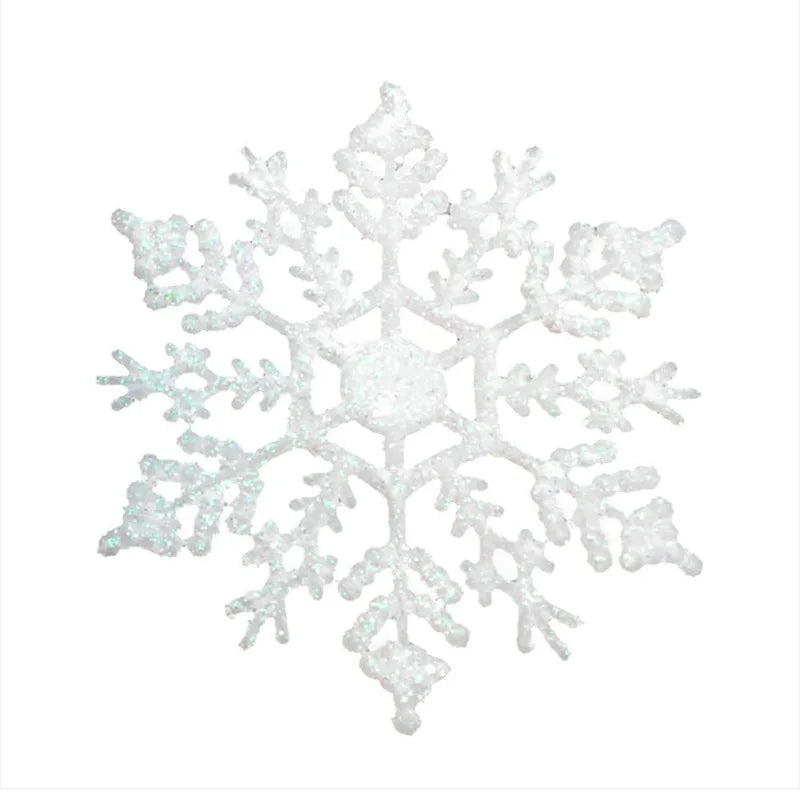 12Pcs/Set Plastic Gold Silver Glitter Powder Snowflake Ornaments