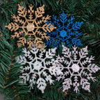 12Pcs/Set Plastic Gold Silver Glitter Powder Snowflake Ornaments