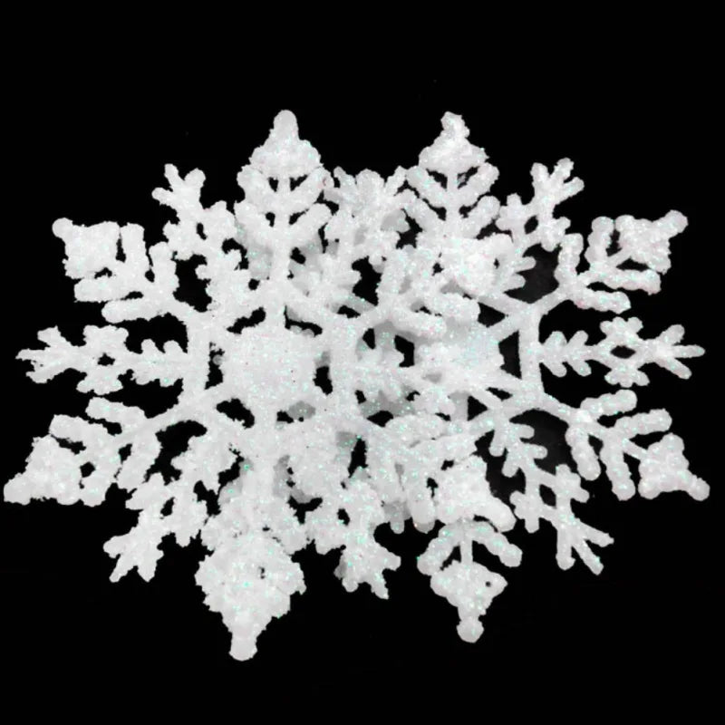 12Pcs/Set Plastic Gold Silver Glitter Powder Snowflake Ornaments