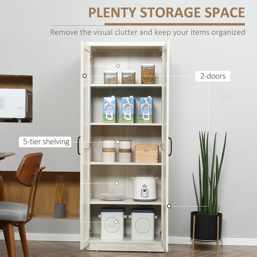 63" Rustic 2-Door Storage Cabinet Pantry Shelves