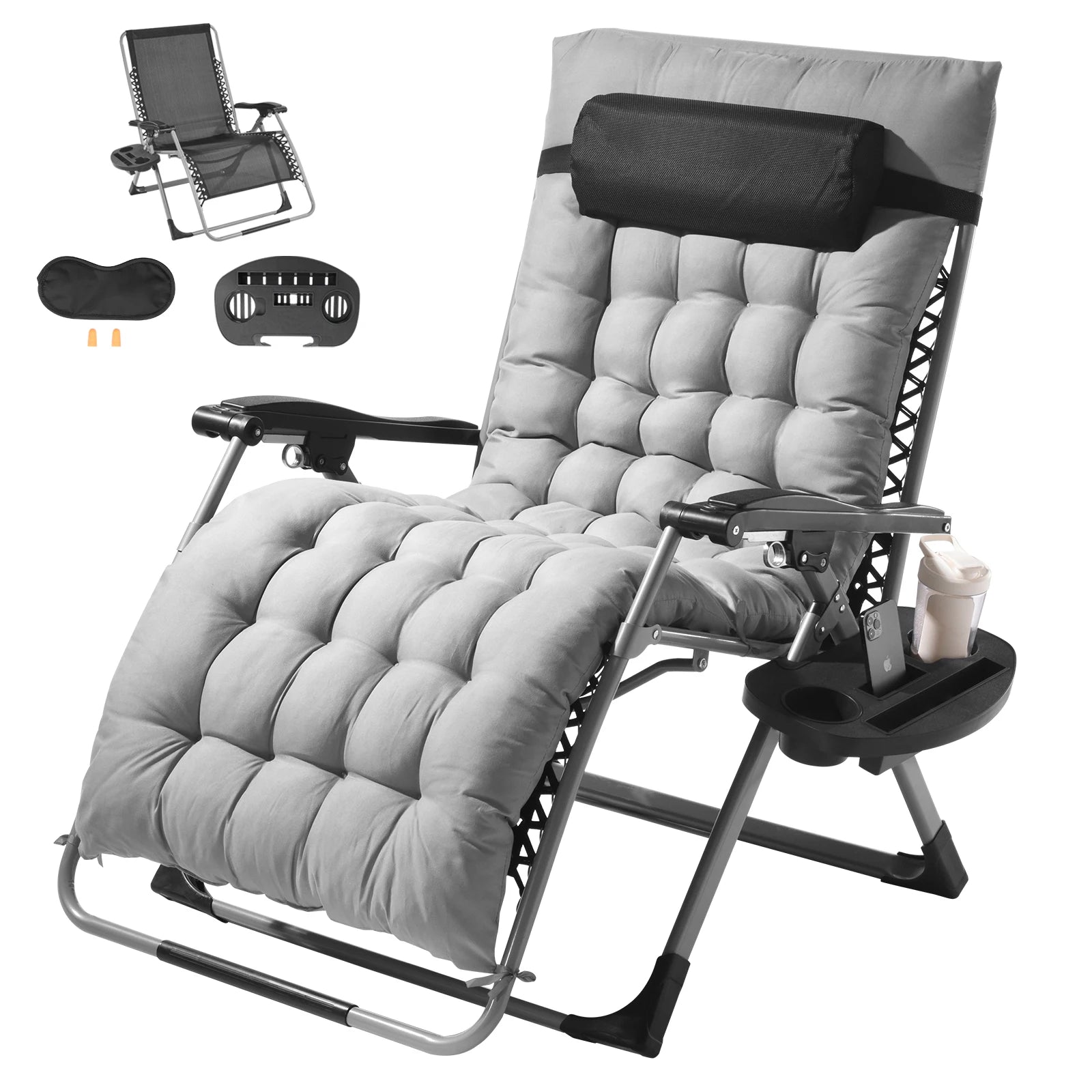 Zero Gravity Recliner Lounge Chair Adjustable Footrest Cupholder