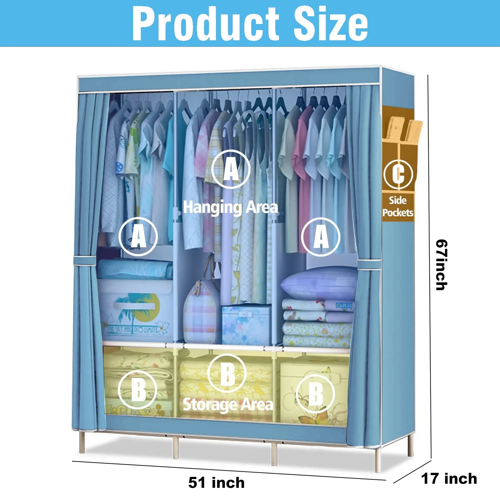 Closet Wardrobe Organizer Storage Rack