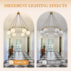 LED Pendant Gold Light White Glass Ball 6 Heads Hanging Lamp