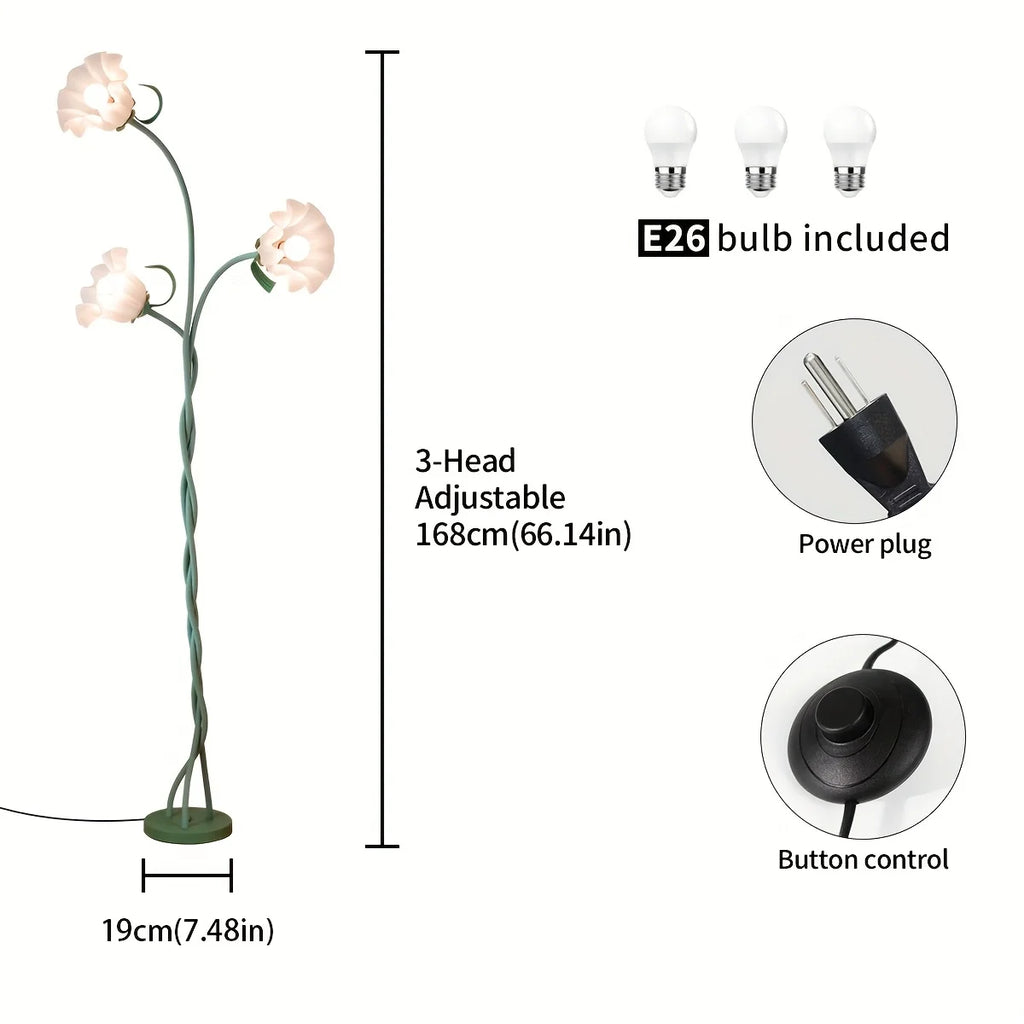 Modern Art Flower Floor Lamp, Flexible Arm