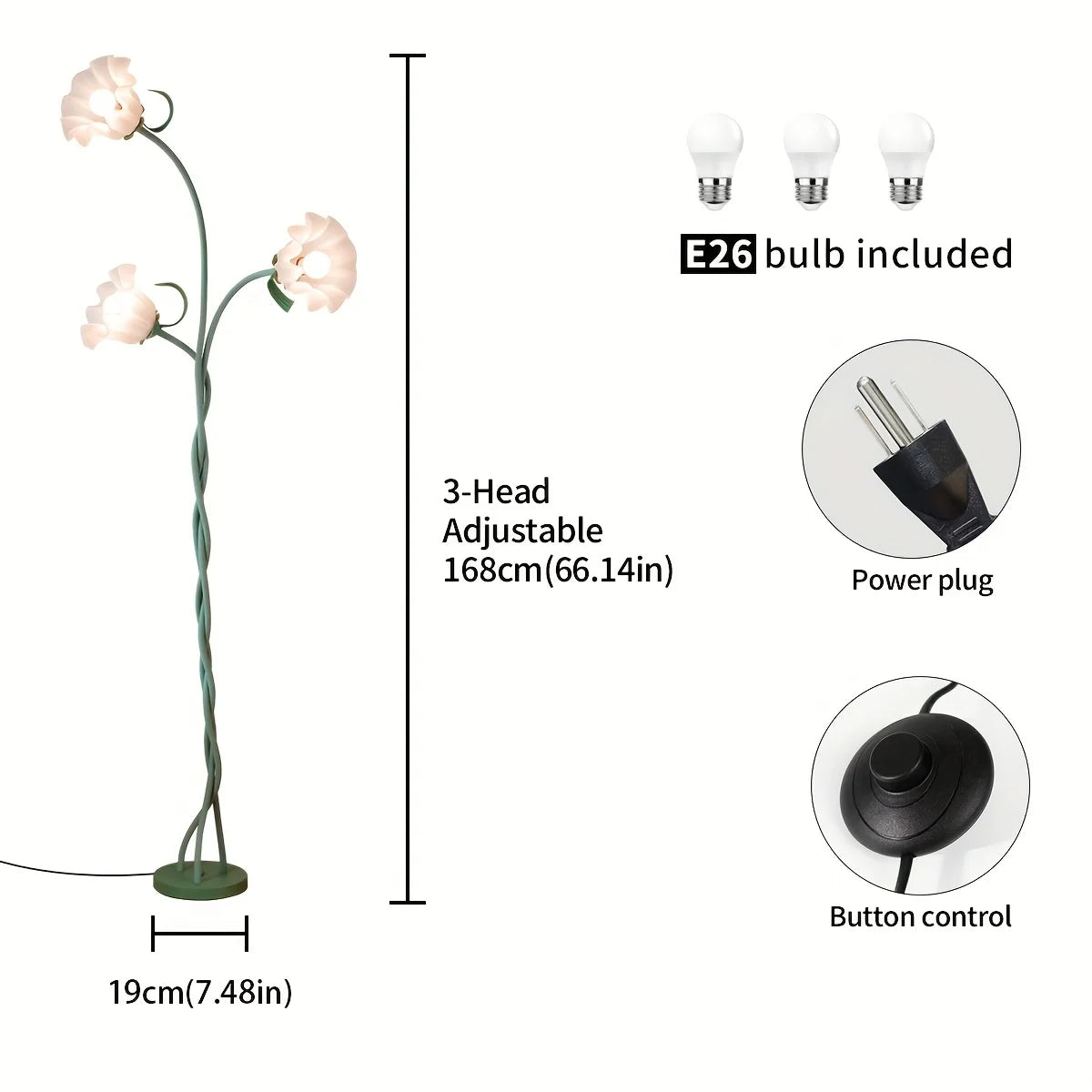 Modern Art Flower Floor Lamp, Flexible Arm