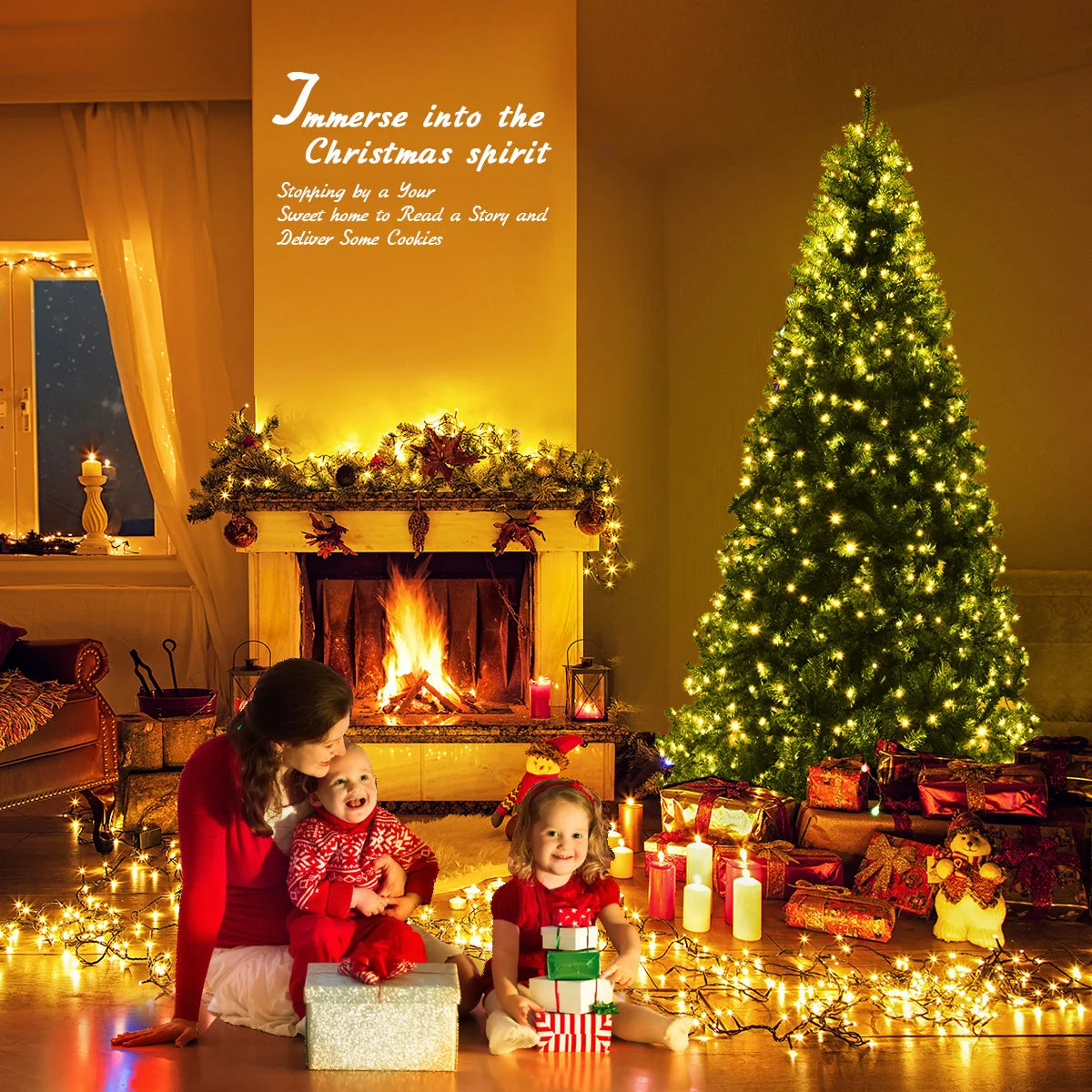 7Ft Pre-Lit Artificial Christmas Tree  500 LED Lights