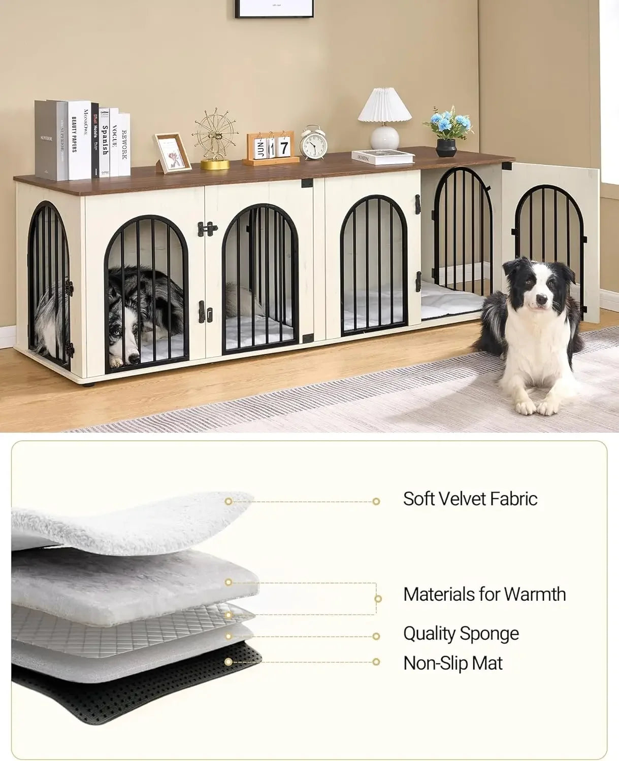 Dog Crate 71" Divider, Pads, Side Table, TV Cabinet