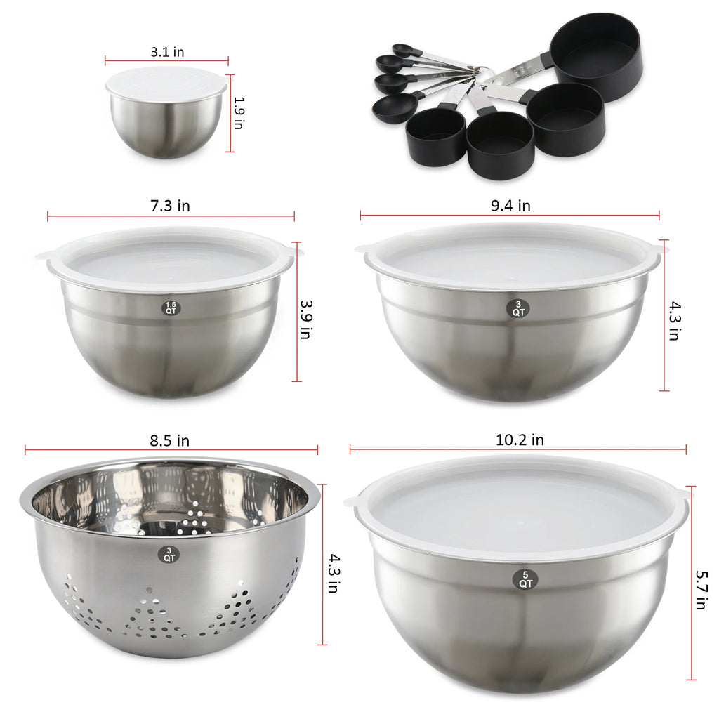 23 Pcs Mixing Bowl Set Baking Stainless