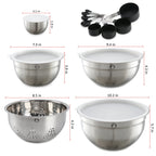 23 Pcs Mixing Bowl Set Baking Stainless