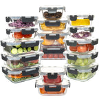 16-Piece Glass Food Storage Containers Set Stackable