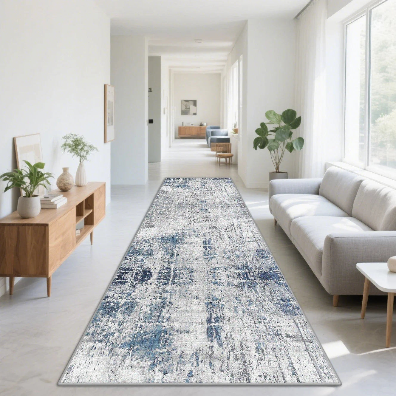 VIKAMA Nordic Abstract Style Carpet Anti-Slip Corridor Passageway Long Strip Mat Living Room Floor Mat Home Decoration