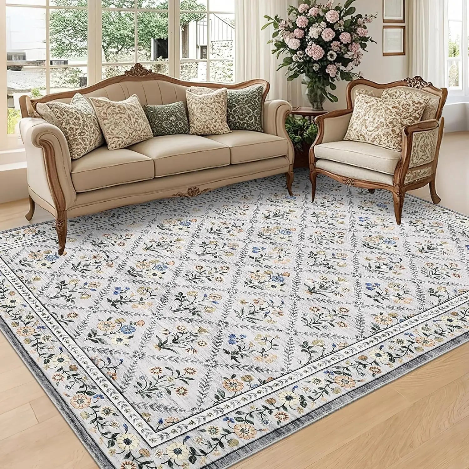 Washable Area Rugs Soft Low-Pile Non-Slip