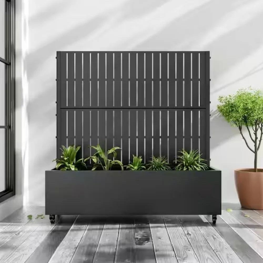 72 in. H x 47 in. W Metal Pots and Planter Raised Box With Trellis