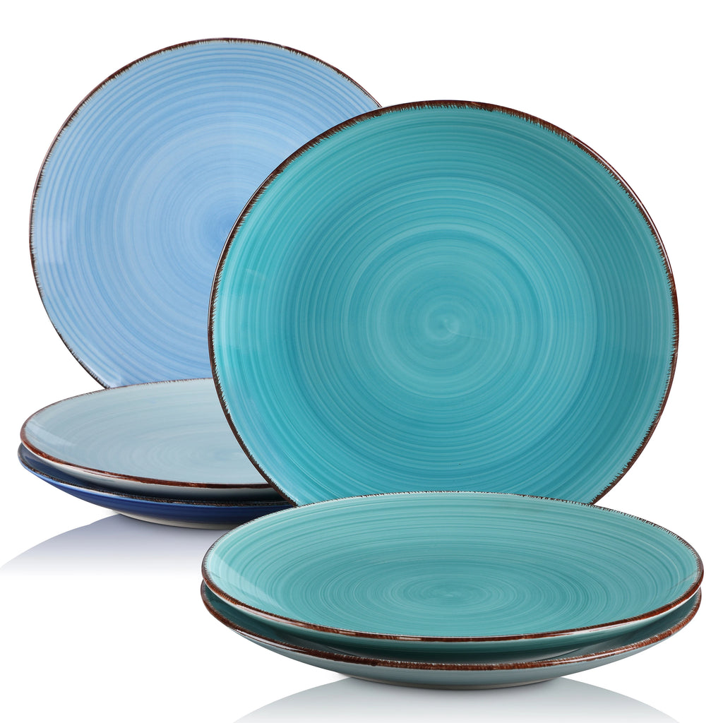 Bonita Blue 10.4 inch Dinner Plate Set of 6, Handpainted