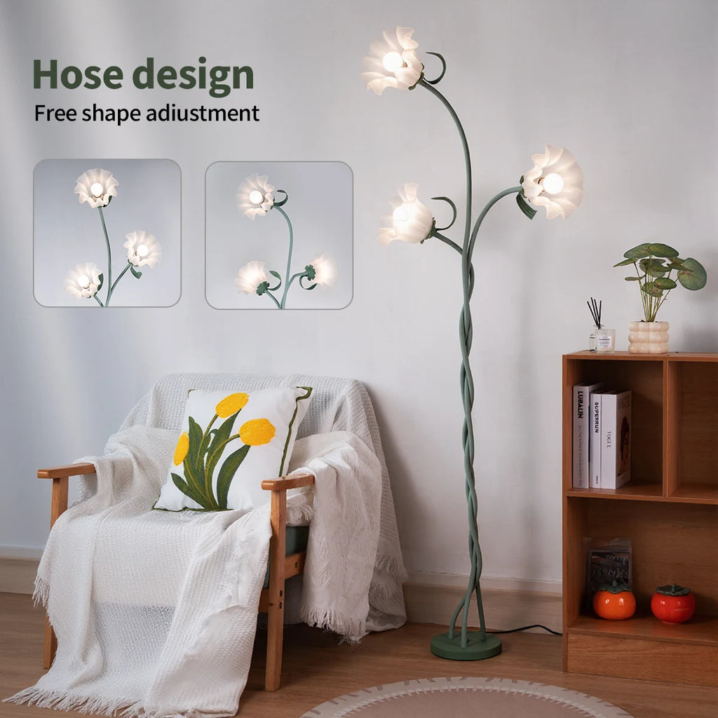 Retro 3-Head Flower Floor Lamp, Contains Bulbs