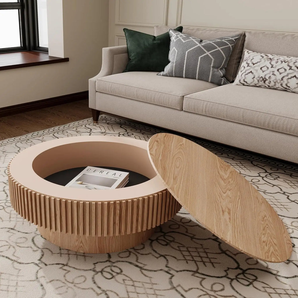 31.5''Round Coffee Table With Storage
