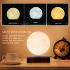 Magnetic Floating Rotating Moon Lamp with Wooden Base