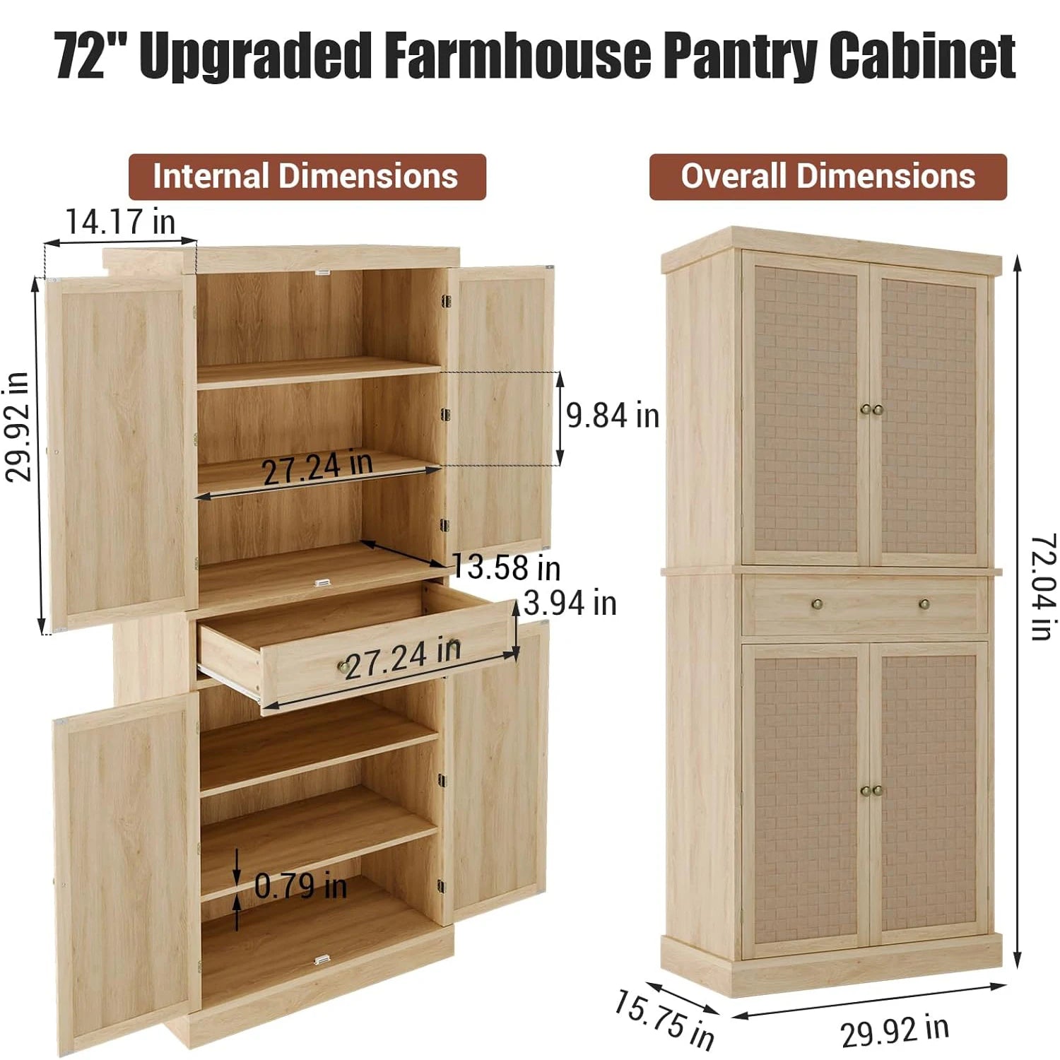 72" Tall Kitchen Pantry Storage Cabinet