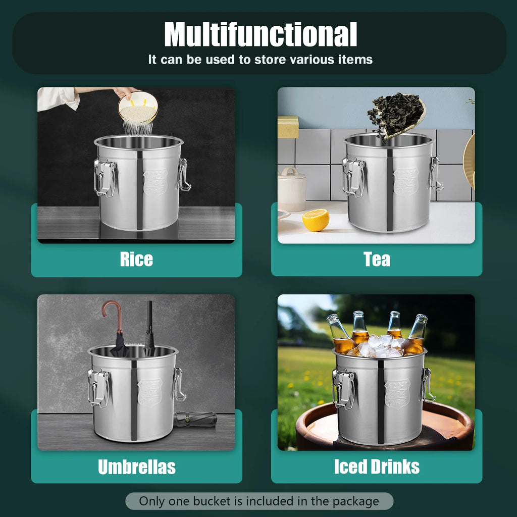 304 Stainless Steel Storage Bucket 33L/12L Airtight Canister