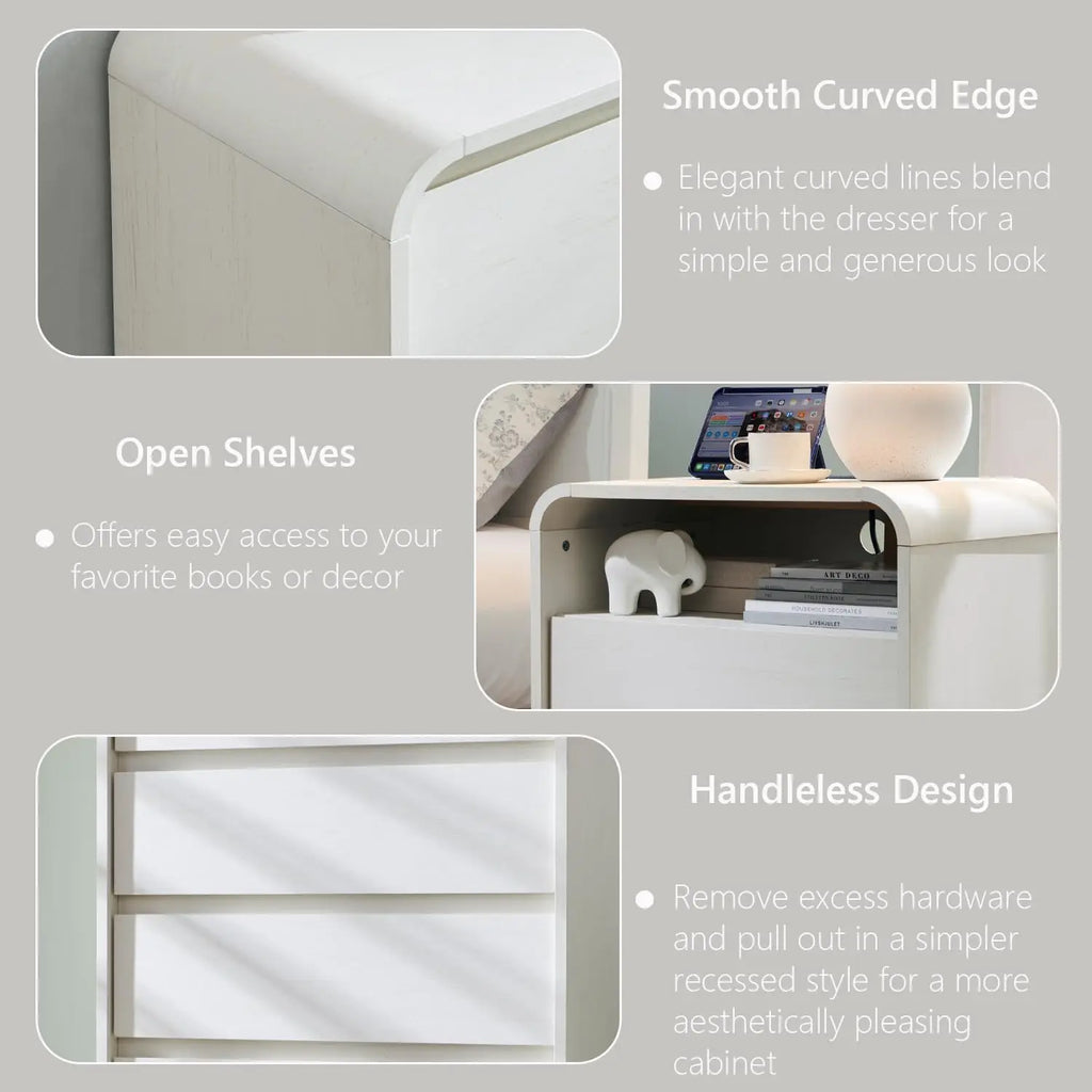 25" Nightstand with Charging Station, 23.6 "Wide