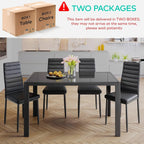 5 Piece Glass Dining Table Set, And Chairs 4, Leather