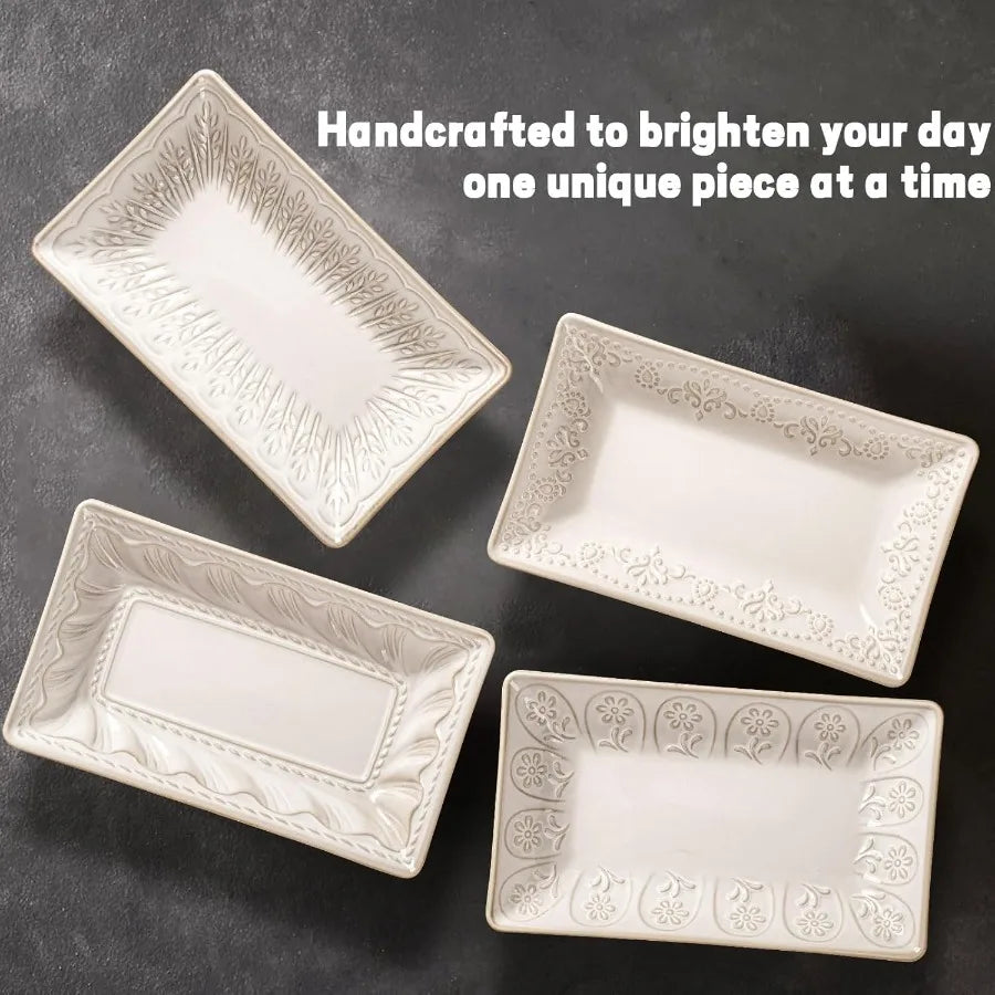 Ceramic Rectangle Salad Plates Set Of 4