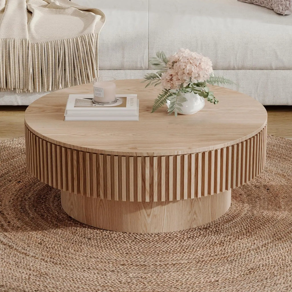 31.5''Round Coffee Table With Storage