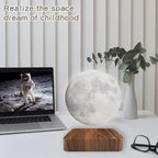Magnetic Floating Rotating Moon Lamp with Wooden Base
