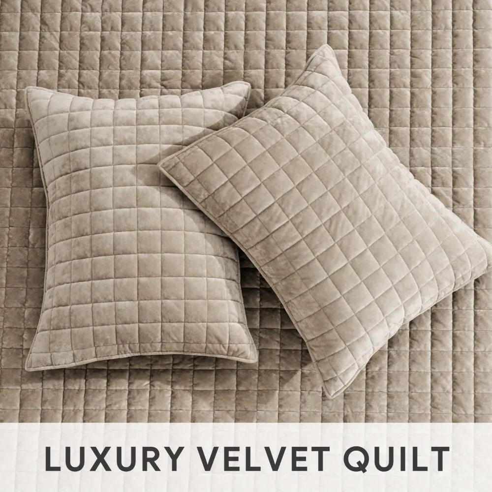 King Velvet Quilt Set Ultra Soft Lightweight