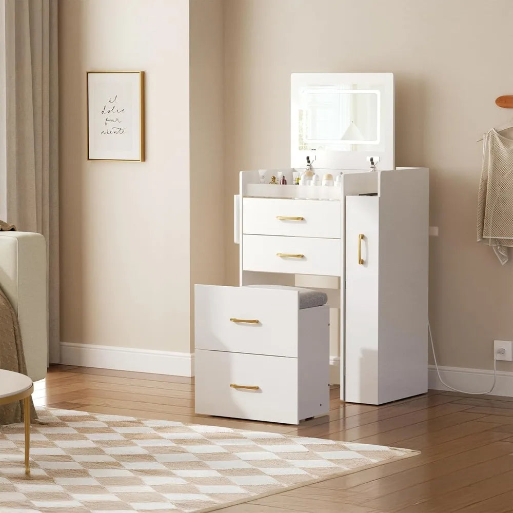 Vanity Desk With Flip Mirror, LED Lighting