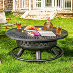36 Inch Fire Pit With Grill, Lid & Poker