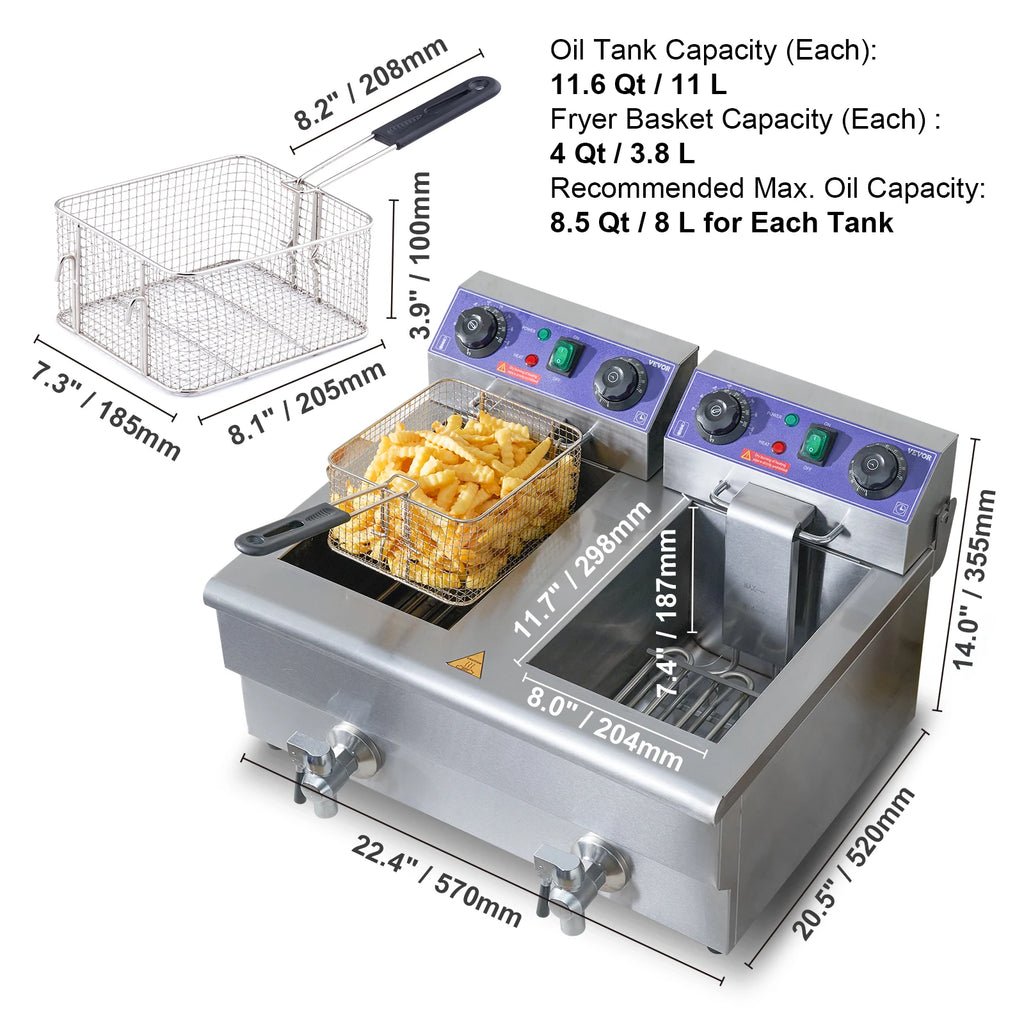 12L Electric Deep Fryer Commercial Countertop  Fryer