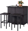 Rattan 3-Piece Bar Set With Wicker Stools And Table