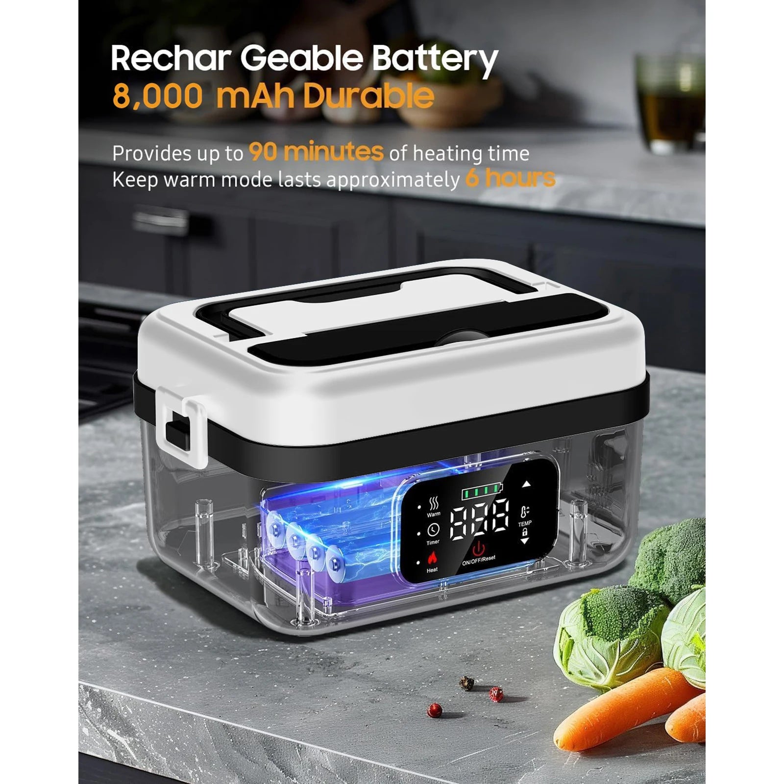 Rechargeable  Automatic Heating Lunch Box, Insulated Carrying Bag