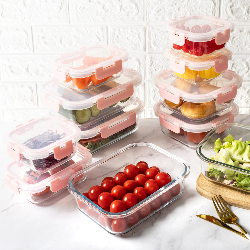 16-Piece Glass Food Storage Containers Set Stackable