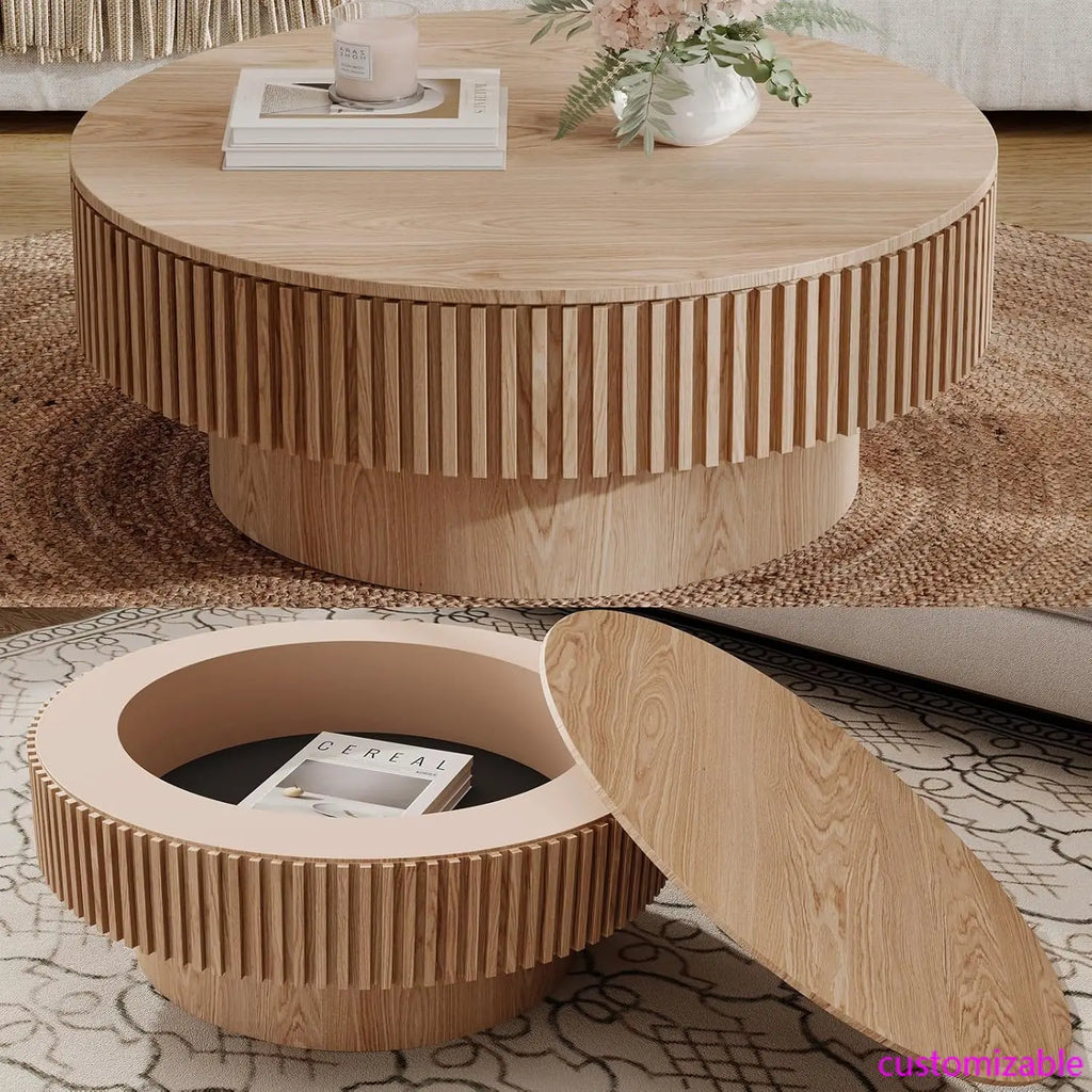 31.5''Round Coffee Table With Storage