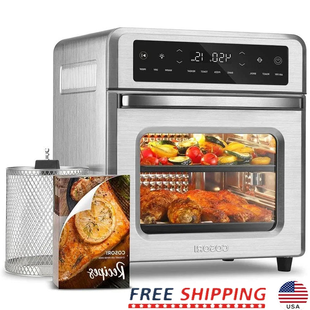 11-in-1 Air Fryer Oven 13Qt Rotisserie Pizza Cooking Functions