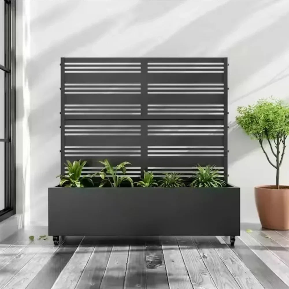 72 in. H x 47 in. W Metal Pots and Planter Raised Box With Trellis
