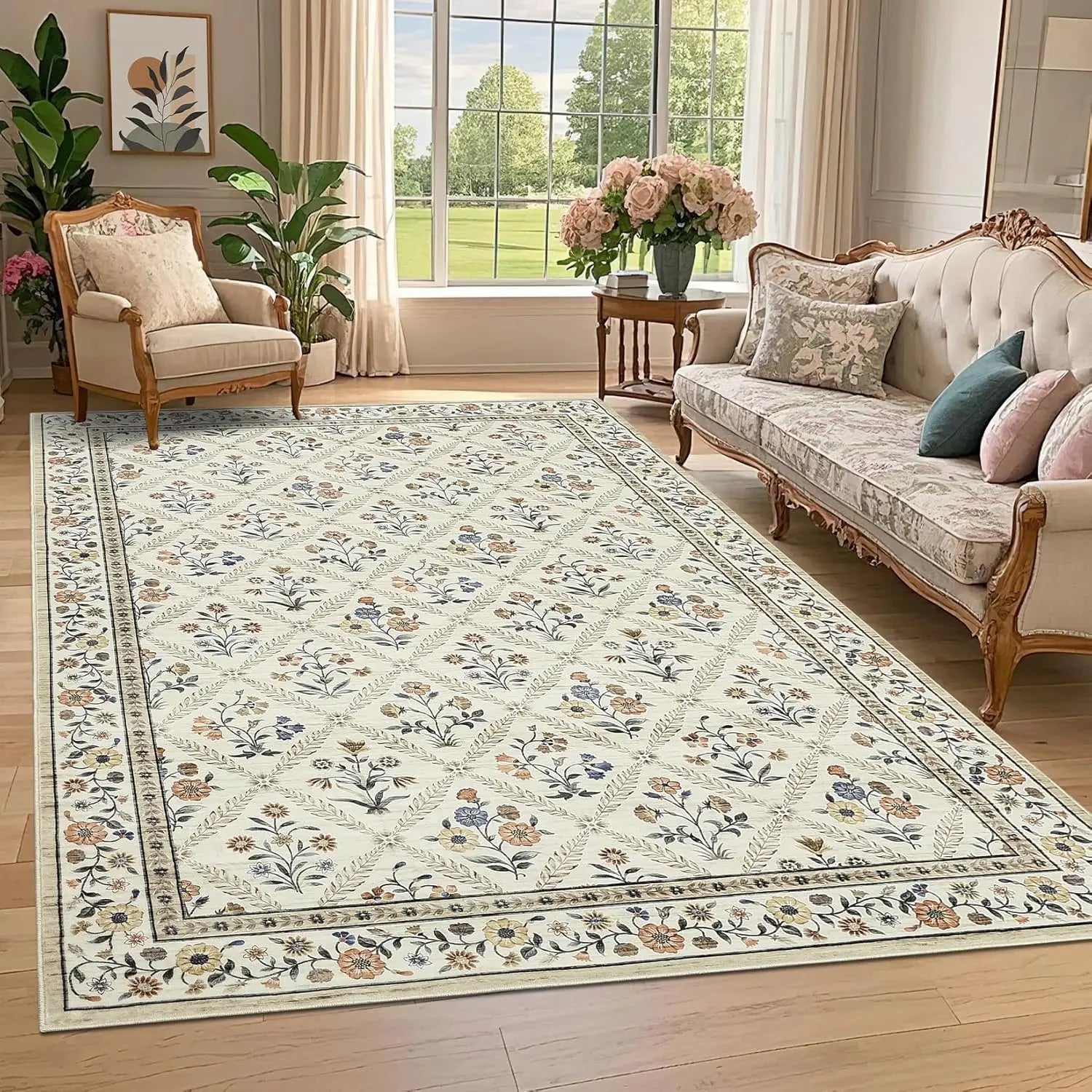 Washable Area Rugs Soft Low-Pile Non-Slip