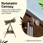 3 Seat Patio Swing 2 Cup Holders, 3-in-1 Convertible Backrest