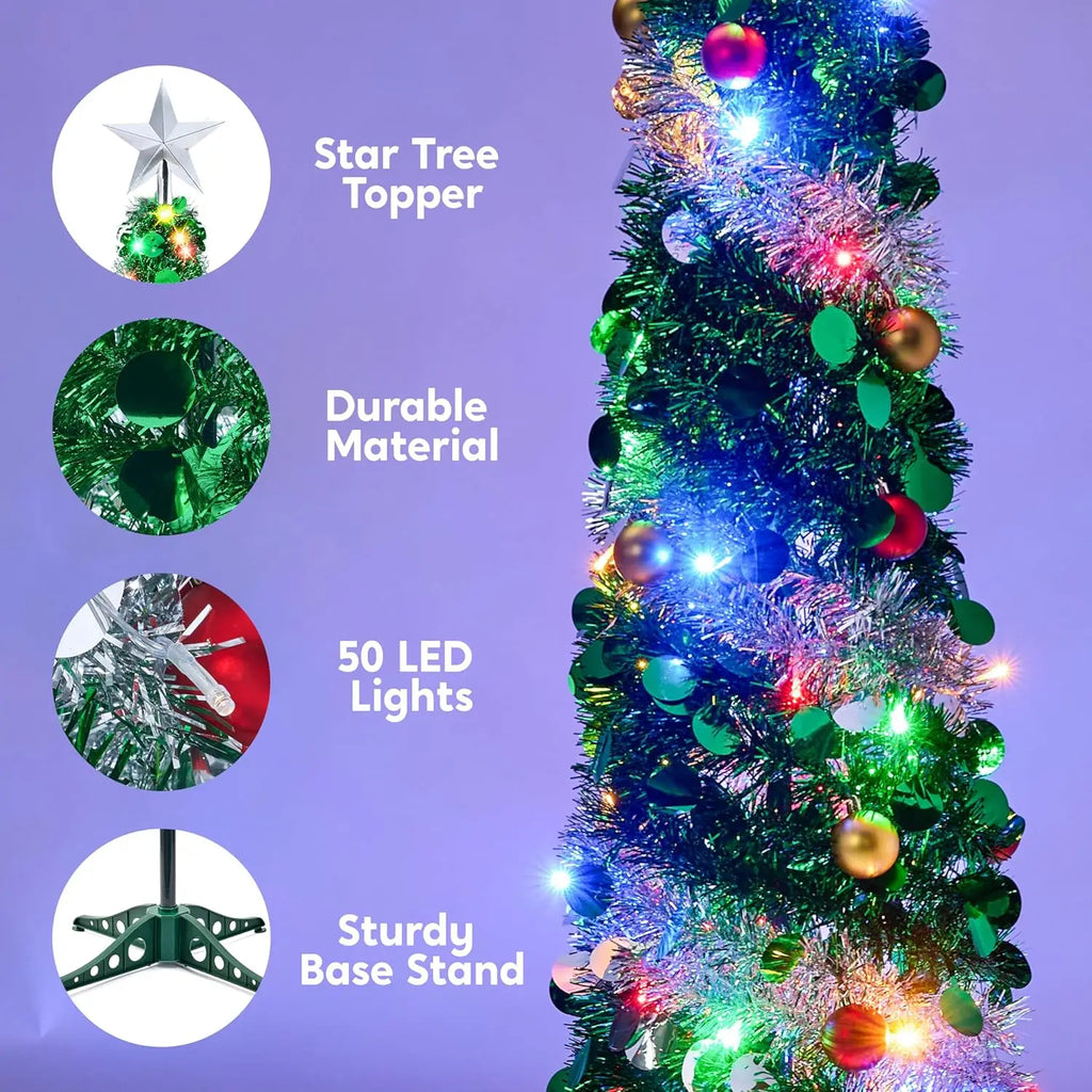 5 FT Pop Up Christmas Tree With Lights