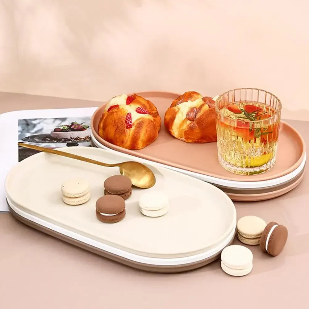 Fruit Plate Dessert Tray Stackable Oval Food Tray