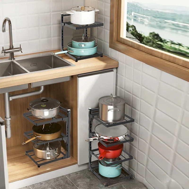 Kitchen Under-Sink Rack Multi-Layer Pot Rack